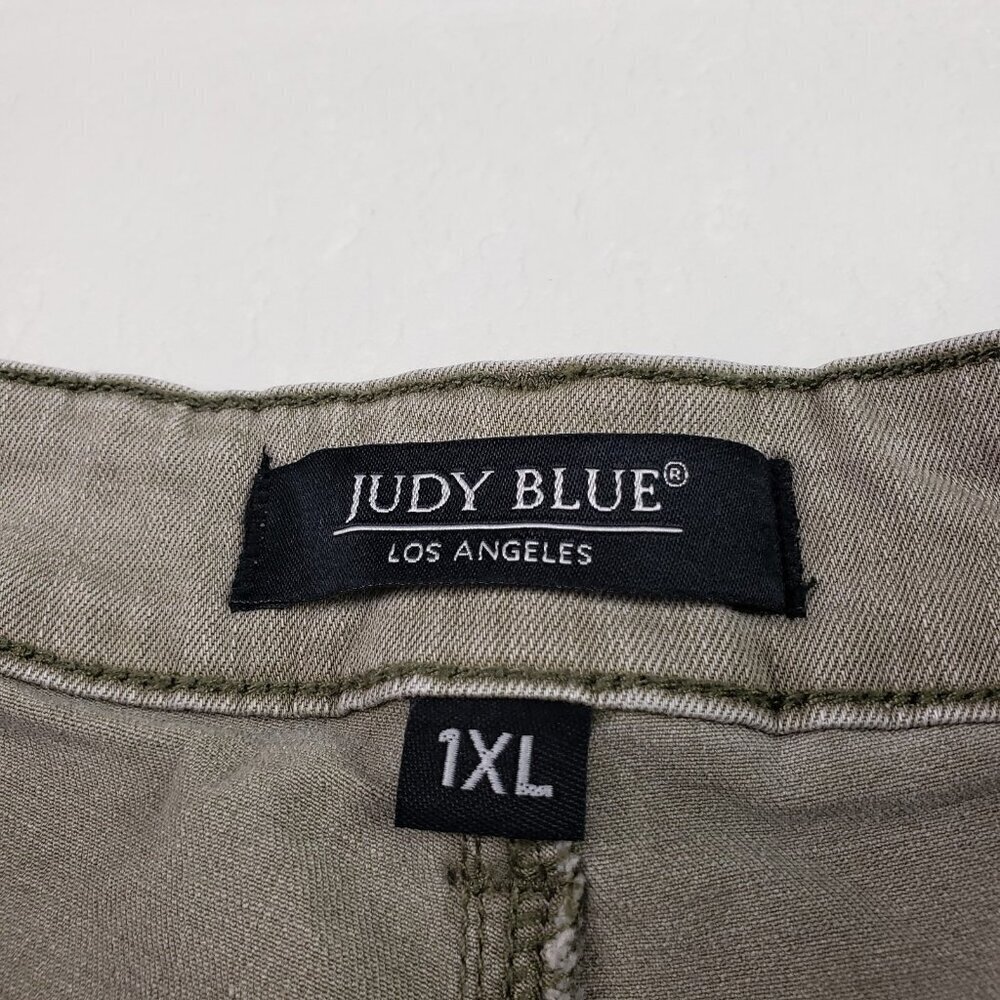 Judy Blue High Rise Jean Shorts Womens 1XL Green Stretch 5" Inseam Cut Off - Picture 9 of 10